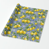 Lemon Blue French Country Watercolor Tile Cadeaupapier (Uitgerold)