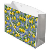 Lemon Blue French Country Watercolor Tile Groot Cadeauzakje (Achterkant Gekanteld)