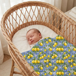 Lemon Blue French Country Watercolor Tile Inbakerdoek