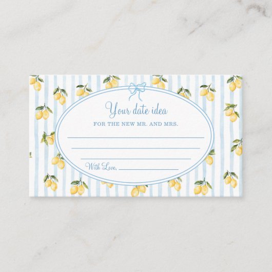 Lemon Blue Italiaans Date Night Idee Informatiekaartje (Voorkant)