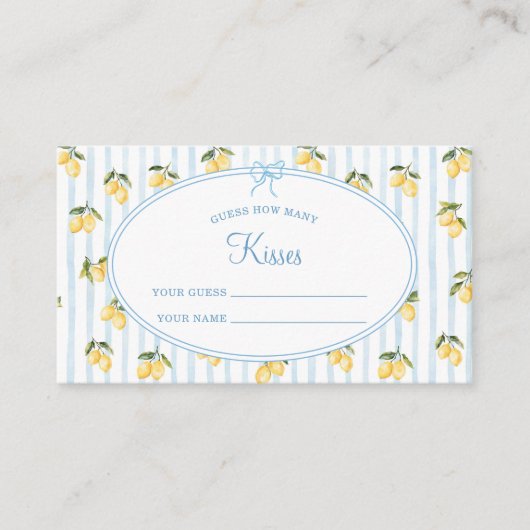 Lemon Blue Italiaans Raad eens hoeveel kussen Informatiekaartje (Voorkant)