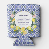 Lemon Blue Italiaans Tegels Vrijgezellenfeest Naam Blikjeskoeler (Achterkant)