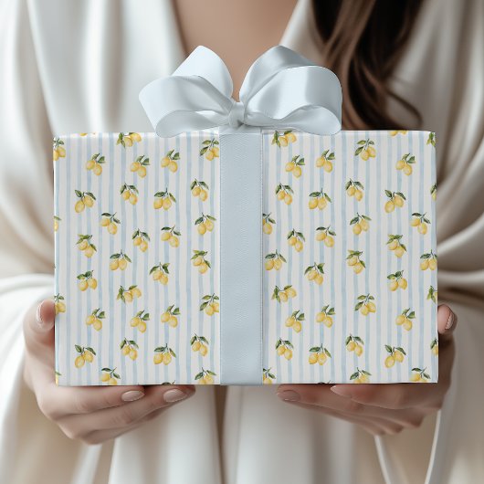 Lemon Blue Italiaanse Bruiloftfeest Cadeaupapier