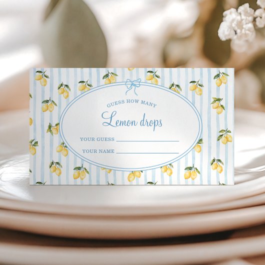 Lemon Blue Italian Guess hoeveel citroen druppels Informatiekaartje