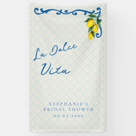 Lemon Blue La Dolce Vita Italiaans geïnspireerde b Spandoek (Verticaal)