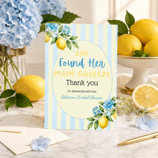 Lemon Blue Main Squeeze Bruidsfeest Bedankkaart