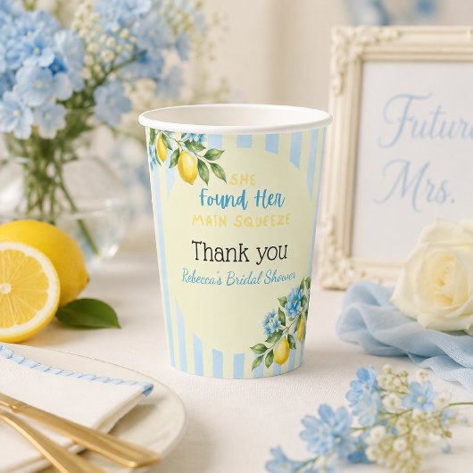 Lemon Blue Main Squeeze Bruiloftsfeest Papieren Bekers