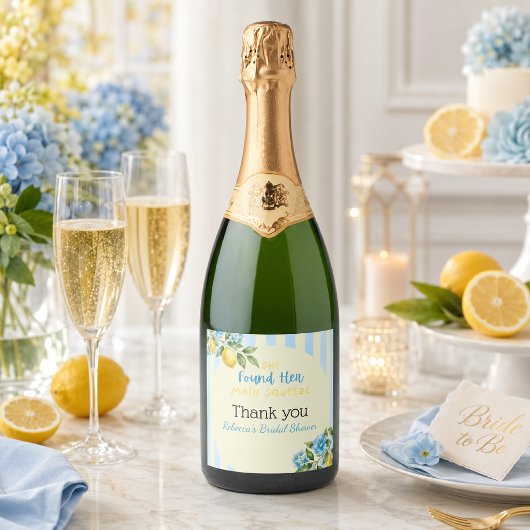 Lemon Blue Main Squeeze Bruiloftsfeest Sparkling Wijnetiket