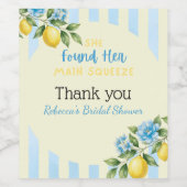 Lemon Blue Main Squeeze Bruiloftsfeest Wijn Etiket (Enkel label)