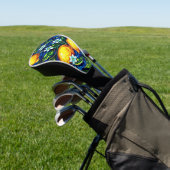 Lemon & Blue Majolica Print Driver Hoes Golfheadcover (Insitu)