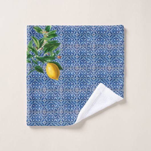 Lemon Blue Mediterranean Thema Bad Handdoek (Wasdoekje)