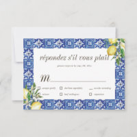 Lemon Blue Mediterranean Wedding RSVP Meal