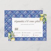 Lemon Blue Mediterranean Wedding RSVP Meal (Voorkant / Achterkant)