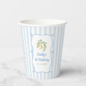 Lemon Blue Stripes Birthday Papieren Bekers (Voorkant)