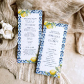 Lemon Blue Tegel Mediterrane bruiloft Programmakaart