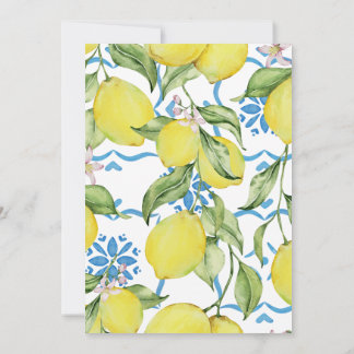 Lemon Blue Tegel Mediterrane Verjaardag Uitnodigen Kaart