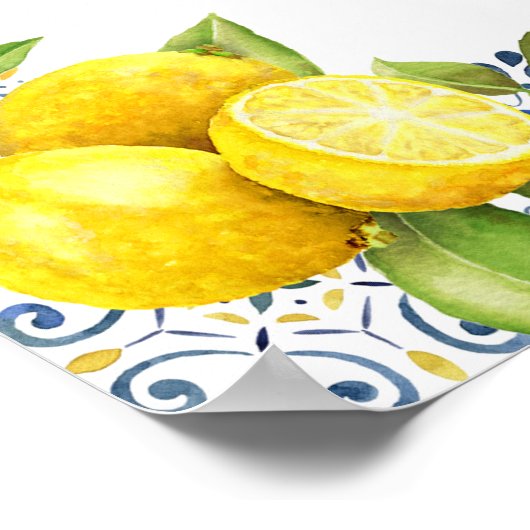 Lemon Blue Tegels Welkom bruiloft Poster (Hoek)