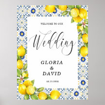 Lemon Blue Tegels Welkom bruiloft