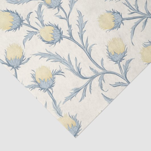 Lemon Blue Thistle Bloemen Patroon Tissuepapier (Detail)
