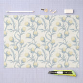 Lemon Blue Thistle Bloemen Patroon Tissuepapier (Craft)