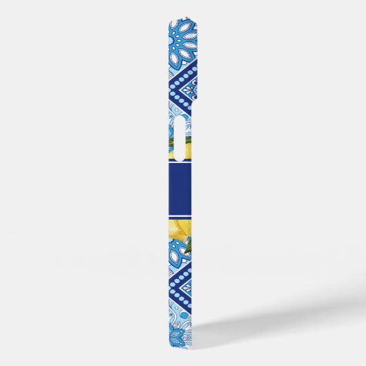 Lemon Blue Tile Backsplash Monogram Case-Mate iPhone Case (Achterkant / Rechts)