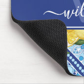 Lemon Blue Tile Backsplash Monogram Muismat (Hoek)