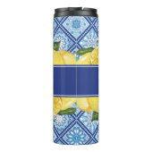 Lemon Blue Tile Backsplash Monogram Thermosbeker (Achterkant)