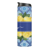 Lemon Blue Tile Backsplash Monogram Thermosbeker (Geroteerd rechts)