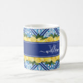 Lemon Blue Tile Backsplash Name Monogram Koffiemok (Voorkant rechts)