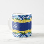 Lemon Blue Tile Backsplash Name Monogram Koffiemok (Voorkant links)