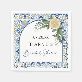 Lemon Blue Tile Custom Citrus Vrijgezellenfeest Servet