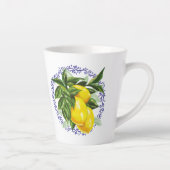Lemon & Blue Toile filigraan Country Franse keuken Latte Mok (Rechts)