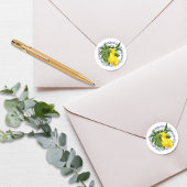 Lemon & Blue Toile filigraan Elegant Ronde Sticker
