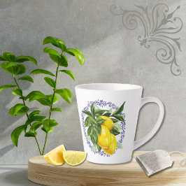 Lemon & Blue Toile Filigree Country Franse Keuken Latte Mok