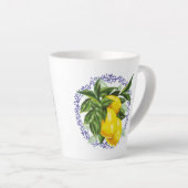 Lemon & Blue Toile Filigree Country Franse Keuken Latte Mok (Rechterhoek)