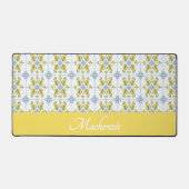 Lemon Blue Watercolor French Country Name Monogram Bureaumat (Voorkant)