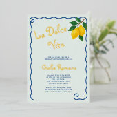 Lemon Blue Whimy Lijst La Dolce Vita Vrijgezellenf Folie Uitnodiging (Staand Voorkant)