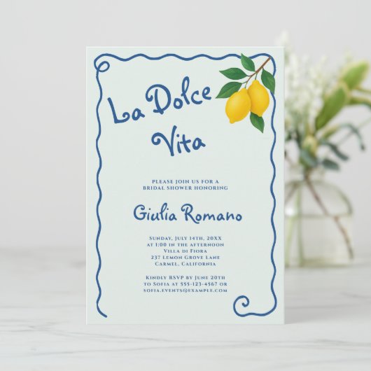 Lemon Blue Whimy Lijst La Dolce Vita Vrijgezellenf Kaart (Staand voorkant)