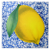 Lemon Blue White Porcelain Pattern Tegeltje (Voorkant)