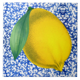 Lemon Blue White Porcelain Pattern Tegeltje