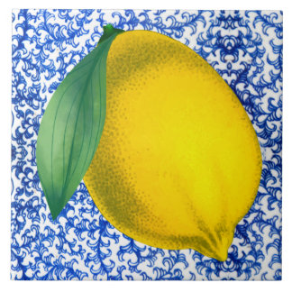 Lemon Blue White Porcelain Pattern Tegeltje