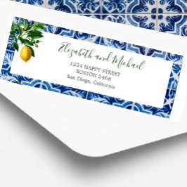 Lemon Blue White Tegel Elegant Modern Chic Wedding Etiket