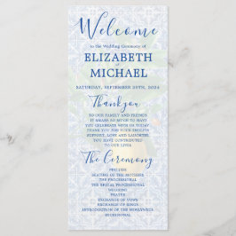 Lemon Blue White Tile Elegant Wedding Programmakaart