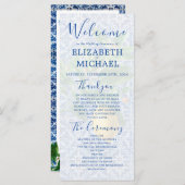 Lemon Blue White Tile Elegant Wedding Programmakaart (Voorkant / Achterkant)