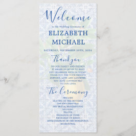 Lemon Blue White Tile Elegant Wedding Programmakaart
