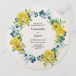 Lemon Blueberry Floral Wedding Kaart