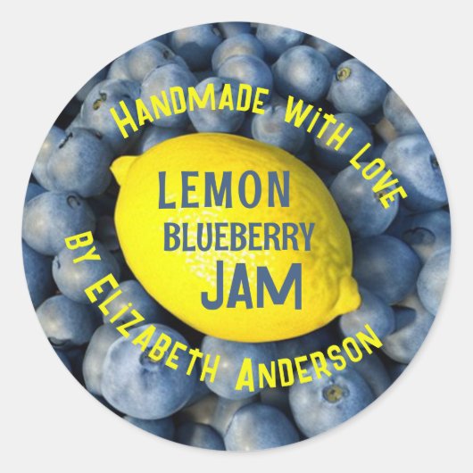 Lemon & Blueberry Jam Ronde Sticker (Voorkant)