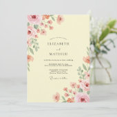 Lemon Blush Botanische Bloemige Bruiloft Kaart (Staand voorkant)