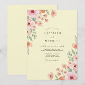 Lemon Blush Botanische Bloemige Bruiloft Kaart (Voorkant / Achterkant)