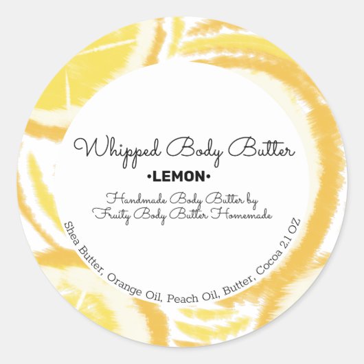 Lemon Body Butter Bath Branding Packaging Ronde Sticker (Voorkant)